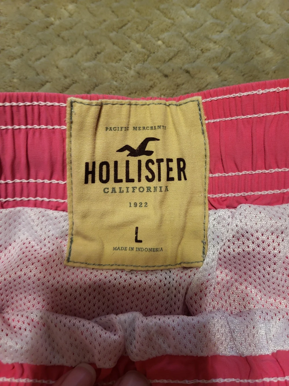NWOT Hollister Pink Men's Swim Shorts with Drawstring